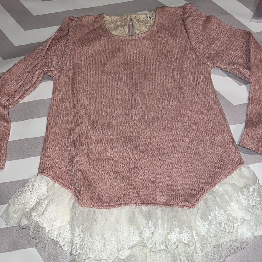 New lace ruffle sweater tunic dress for kids